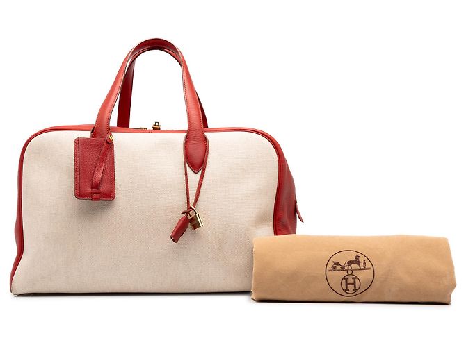 Hermès Beige Toile and Clemence Victoria 43 - vista 7