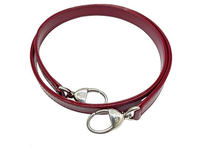 Borsa a tracolla Christian Dior Lady Medium Cannage in vernice smaltata rossa - vista 12