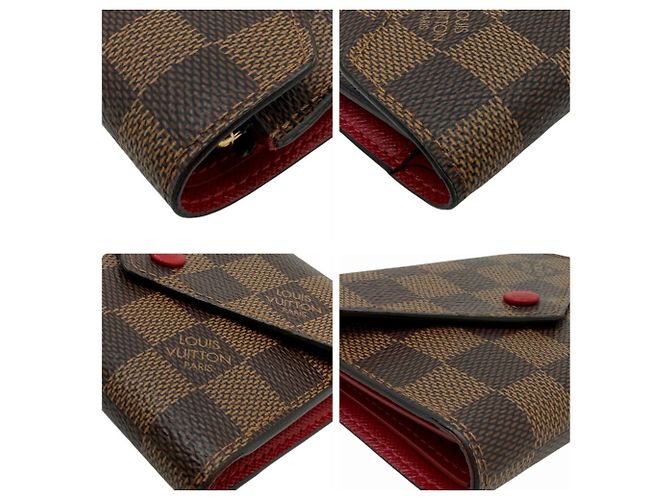 Louis Vuitton Damier Portefeuille Victorine Wallet Marron Rouge Damier ebène - vue 3