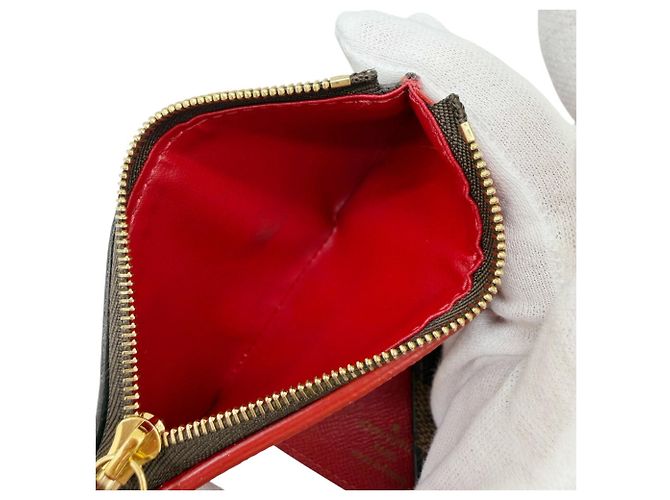 Louis Vuitton Damier Portefeuille Victorine Wallet Marron Rouge Damier ebène - vue 8