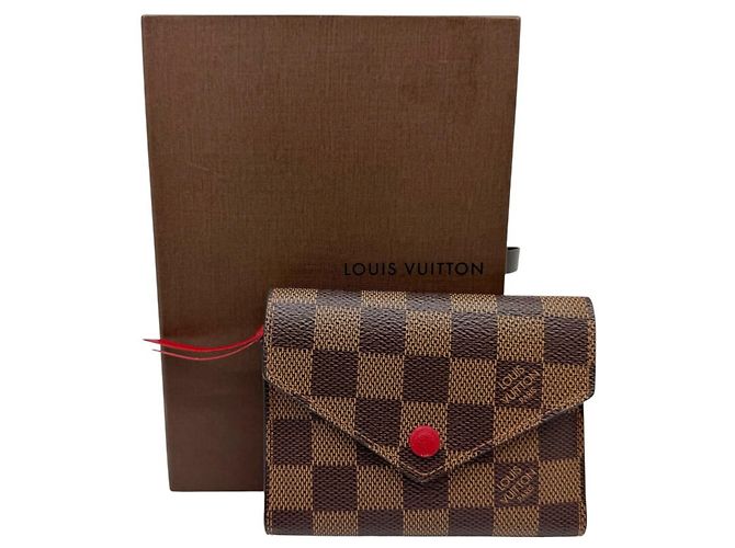 Louis Vuitton Damier Portefeuille Victorine Wallet Marron Rouge Damier ebène - vue 9