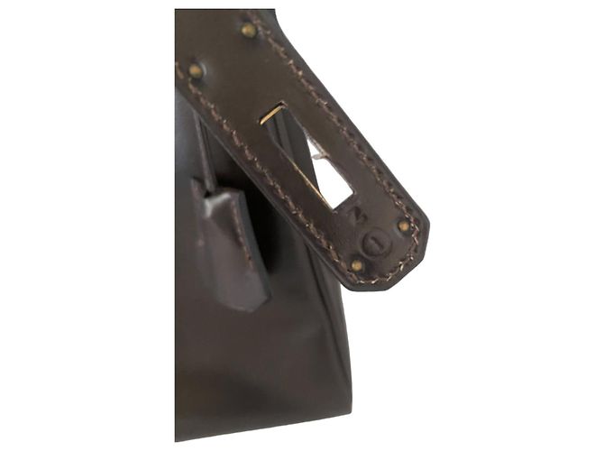 Hermès Hermes Kelly 32 Brown Box (Chocolat) Calf Gold Hardware (GHW) Marrone - vista 12