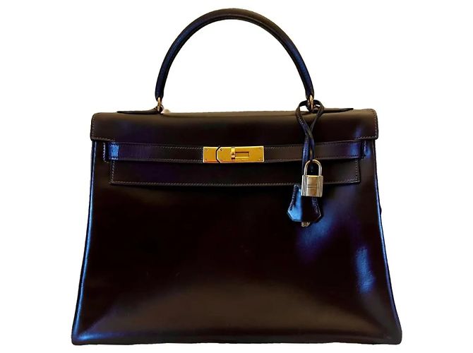 Hermès Hermes Kelly 32 Brown Box (Chocolat) Calf Gold Hardware (GHW) Marrone - vista 2