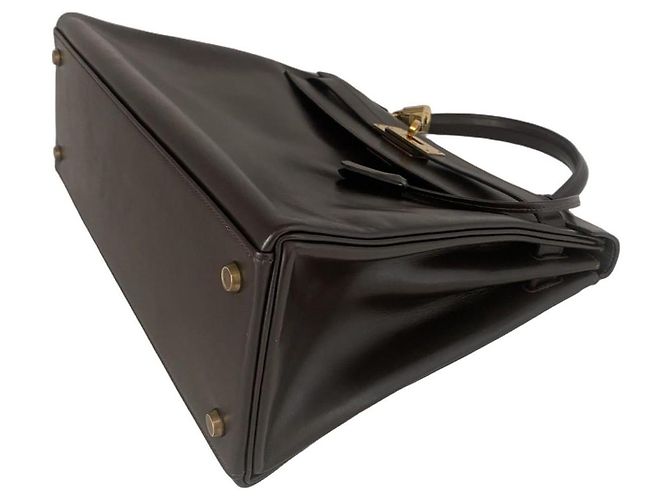 Hermès Hermes Kelly 32 Brown Box (Chocolat) Calf Gold Hardware (GHW) Marrone - vista 4
