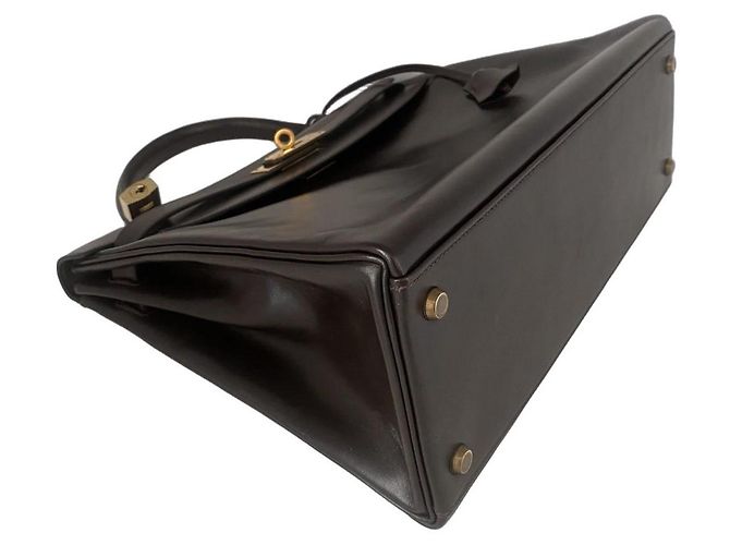 Hermès Hermes Kelly 32 Brown Box (Chocolat) Calf Gold Hardware (GHW) Marrone - vista 5