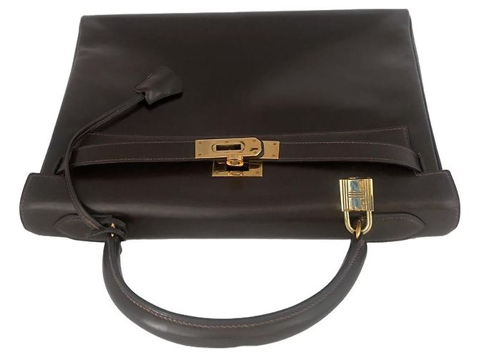 Hermès Hermes Kelly 32 Brown Box (Chocolat) Calf Gold Hardware (GHW) Marrone - vista 6