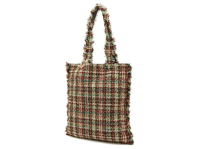 Chanel No. 5 Tweed und Lackleder Tote/Schultertasche Schwarz Mehrfarben - Ansicht 3
