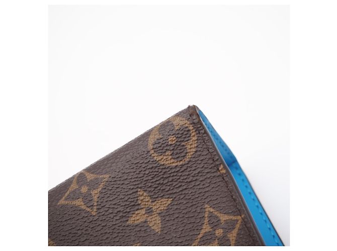 Louis Vuitton Monogram Macassar Pochette Voyage Clutch Bag Marron Bleu Beige - vue 9