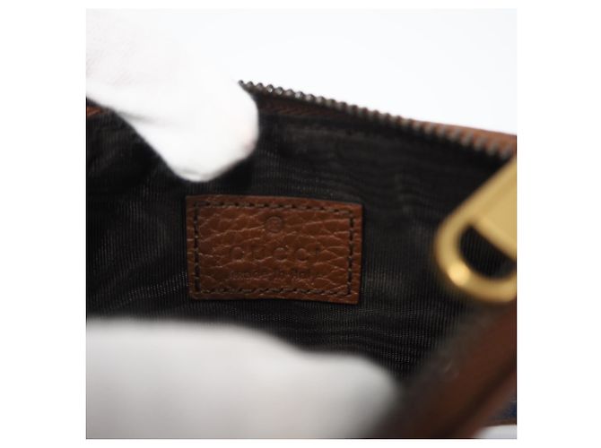 Gucci Interlocking G Denim Coin Case Brown Blue - view 10