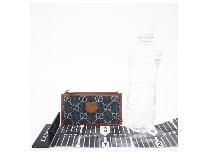 Gucci Interlocking G Denim Coin Case Brown Blue - view 3