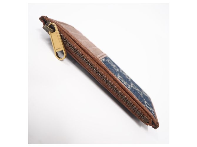 Gucci Interlocking G Denim Coin Case Brown Blue - view 4