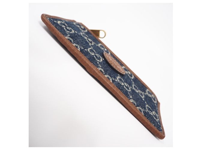 Gucci Interlocking G Denim Coin Case Brown Blue - view 5