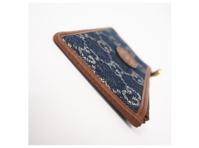 Gucci Interlocking G Denim Coin Case Brown Blue - view 6