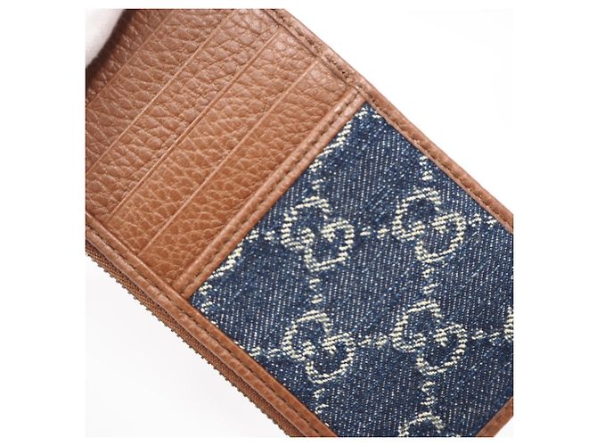 Gucci Interlocking G Denim Coin Case Brown Blue - view 8
