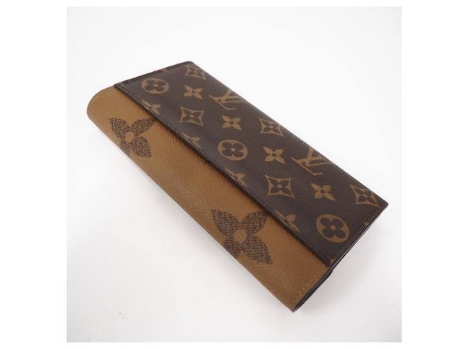 Louis Vuitton Reverse Portefeuille Sarah Long Wallet Marron Beige - vue 2