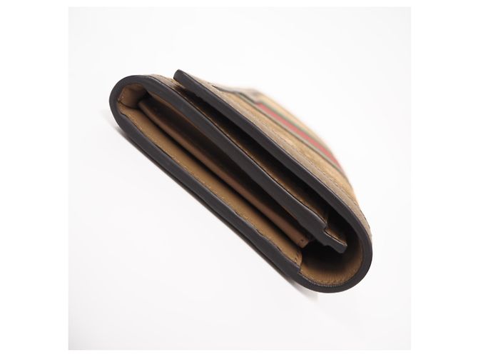 Gucci Suede Web Leather Zip-Around Wallet Brown Red Green - view 7