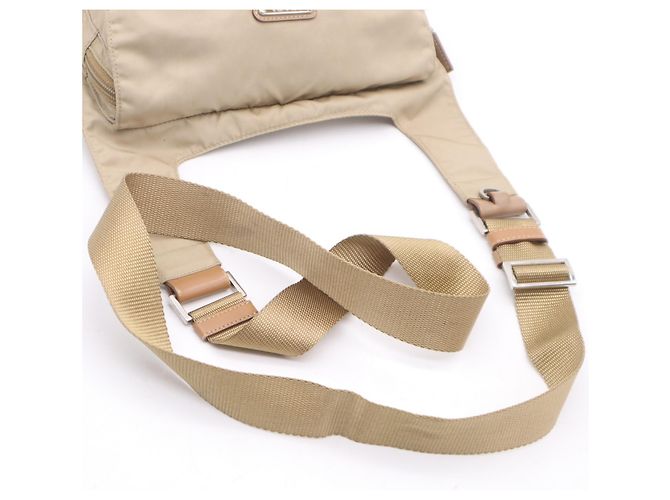 Borsa a tracolla Prada in nylon con logo Marrone Beige - vista 10