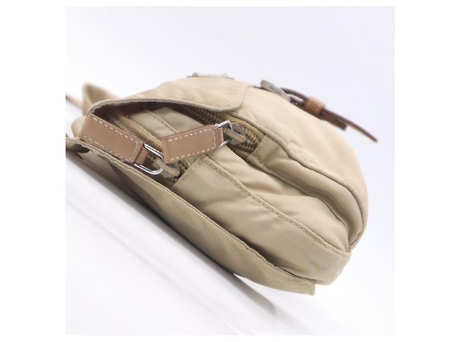 Borsa a tracolla Prada in nylon con logo Marrone Beige - vista 8