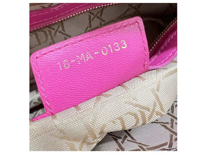 Borsa Christian Dior Lady Large Cannage in pelle d'agnello rosa - vista 12