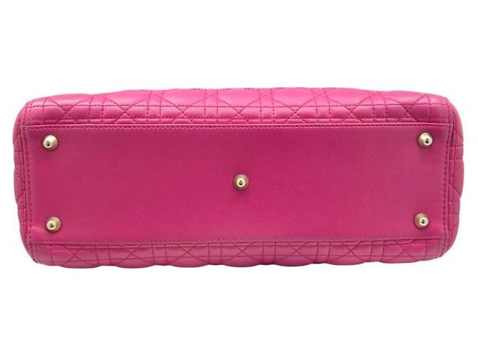 Borsa Christian Dior Lady Large Cannage in pelle d'agnello rosa - vista 7