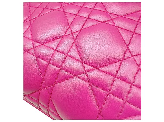 Borsa Christian Dior Lady Large Cannage in pelle d'agnello rosa - vista 8