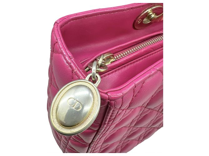 Borsa Christian Dior Lady Large Cannage in pelle d'agnello rosa - vista 9