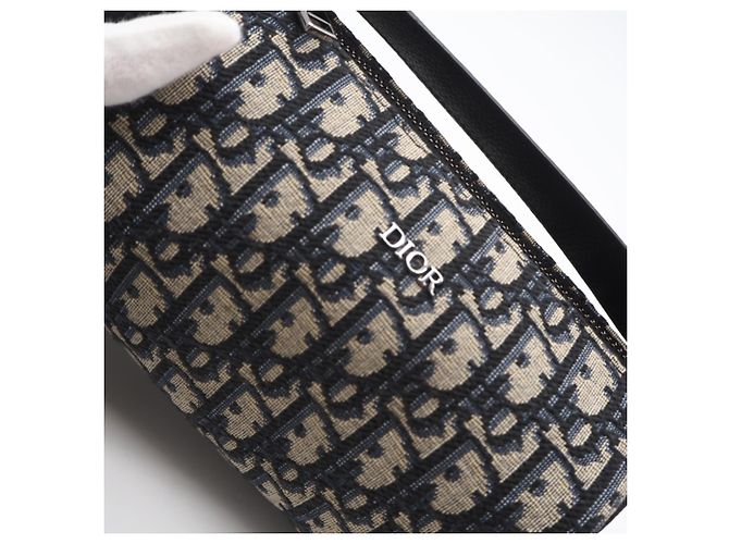 Christian Dior Oblique Jacquard Trotter Mini Roller Bag Tasche Beige Marineblau - Ansicht 4