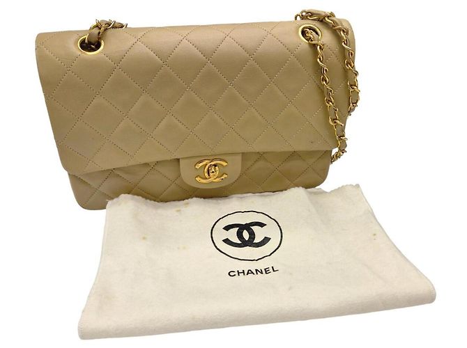 Sac à épaule à chaîne CHANEL Matelassé 25 Beige - vue 18