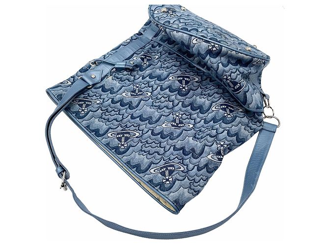 Borsa a tracolla con coulisse Orb Vivienne Westwood Blu - vista 11