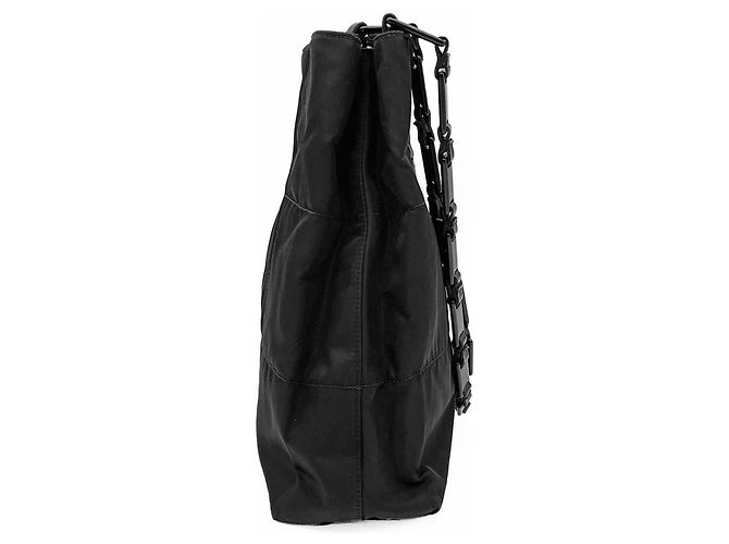 Prada Schultertasche mit Dreieckslogo und Kette Schwarz - Ansicht 4