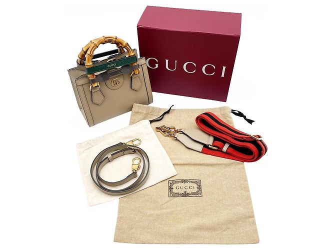 GUCCI Diana 2-Way Small Tote Shoulder Bag Beige Golden Green - view 18