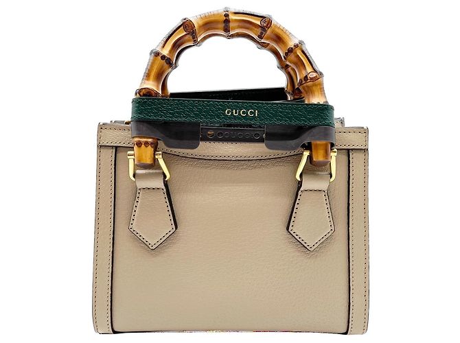 GUCCI Diana 2-Way Small Tote Shoulder Bag Beige Golden Green - view 2