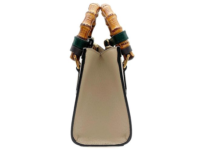 GUCCI Diana 2-Way Small Tote Shoulder Bag Beige Golden Green - view 4