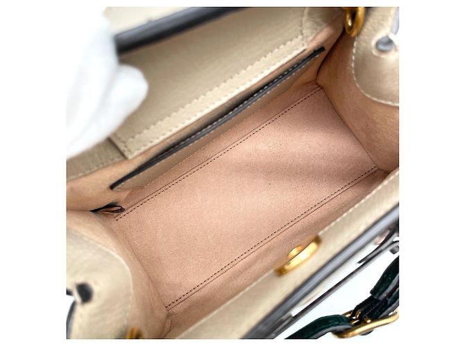 GUCCI Diana 2-Way Small Tote Shoulder Bag Beige Golden Green - view 7