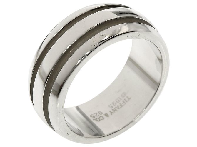 Autre Marque Anello a Fascia Tiffany in Argento Scanalato - vista 2