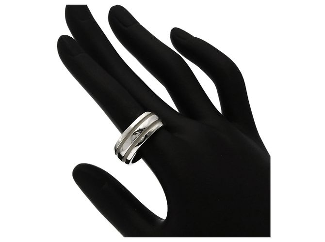 Autre Marque Anello a Fascia Tiffany in Argento Scanalato - vista 5