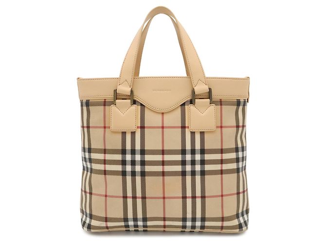 Borsa Tote Burberry Nova Check Nero Beige Bordò Pesca - vista 2