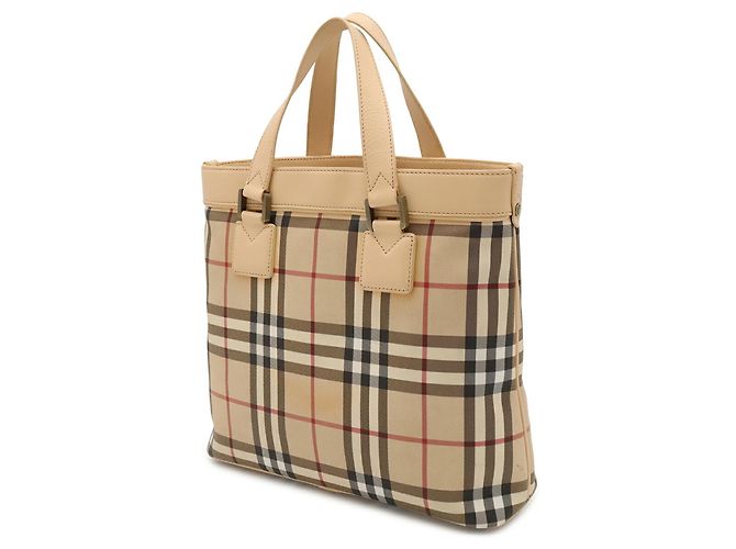 Borsa Tote Burberry Nova Check Nero Beige Bordò Pesca - vista 3
