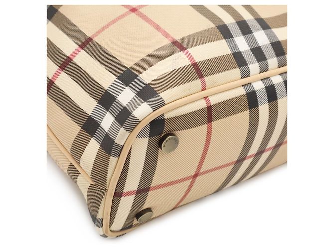 Borsa Tote Burberry Nova Check Nero Beige Bordò Pesca - vista 4