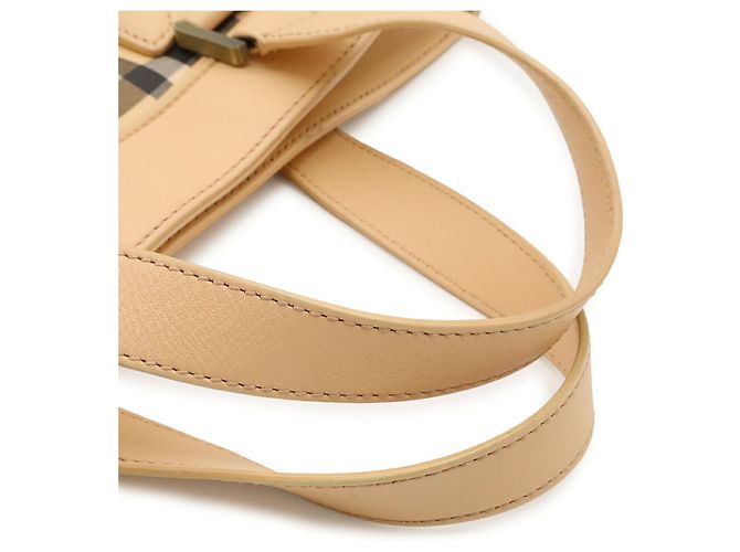 Borsa Tote Burberry Nova Check Nero Beige Bordò Pesca - vista 5