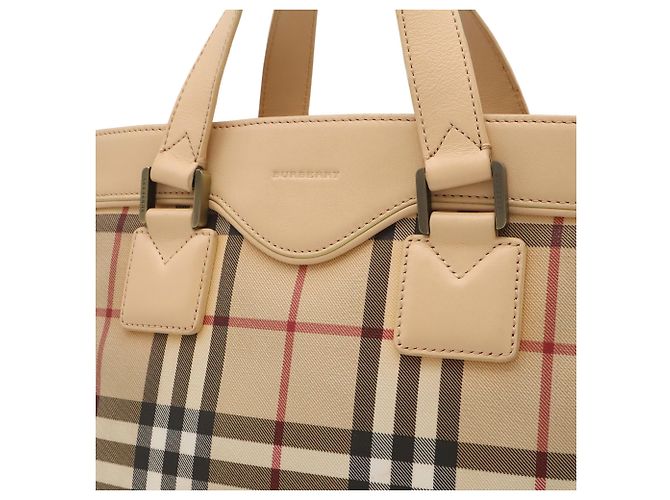 Borsa Tote Burberry Nova Check Nero Beige Bordò Pesca - vista 8
