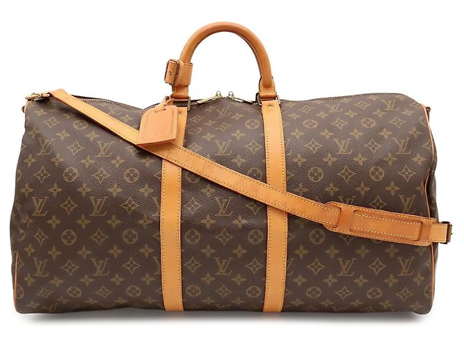 Sac Boston Louis Vuitton Monogram Keepall Bandoulière 55 Marron - vue 2
