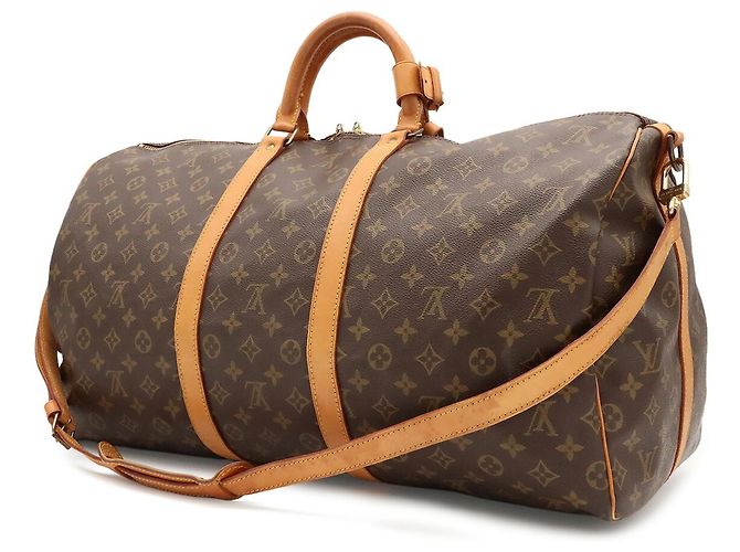 Sac Boston Louis Vuitton Monogram Keepall Bandoulière 55 Marron - vue 3