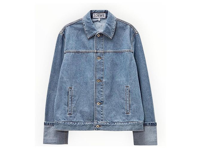 Loewe Anagram Jeansjacke mit Lederdetails Blau - Ansicht 10