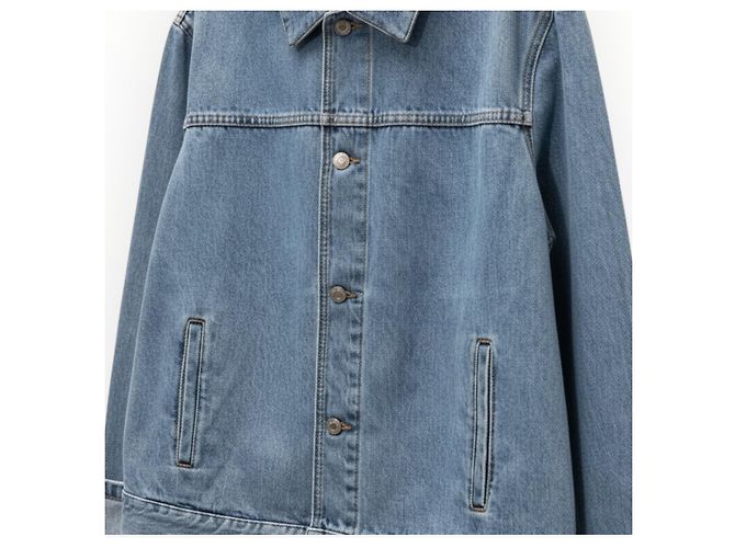 Loewe Anagram Jeansjacke mit Lederdetails Blau - Ansicht 11