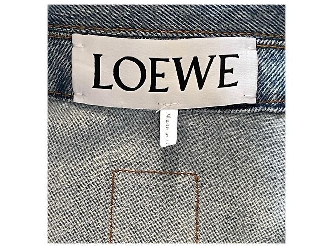 Loewe Anagram Jeansjacke mit Lederdetails Blau - Ansicht 12