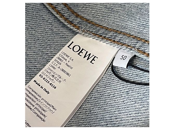 Loewe Anagram Jeansjacke mit Lederdetails Blau - Ansicht 13