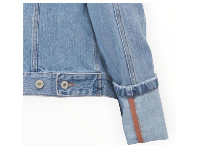 Loewe Anagram Jeansjacke mit Lederdetails Blau - Ansicht 14