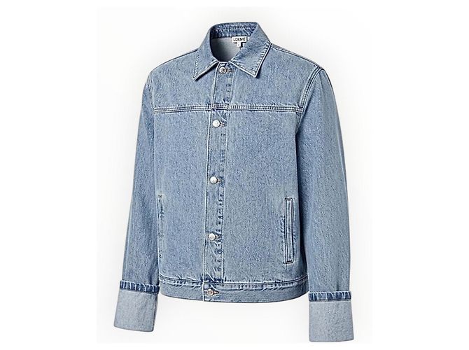 Loewe Anagram Jeansjacke mit Lederdetails Blau - Ansicht 16