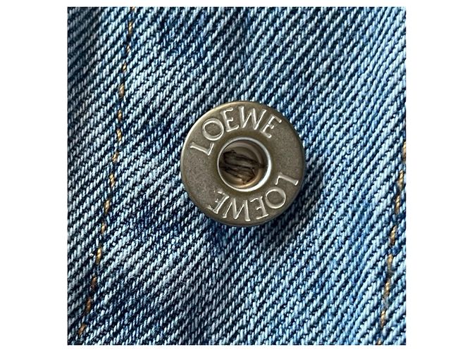 Loewe Anagram Jeansjacke mit Lederdetails Blau - Ansicht 17